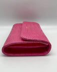 Persaman Pink Croc Embossed Leather Priscilla Crossbody Clutch