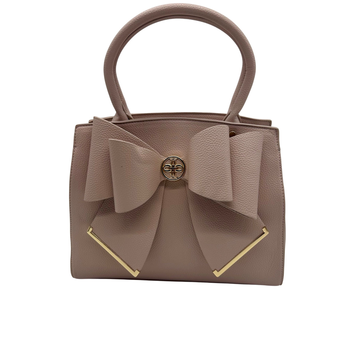 Grossi Pink Faux Leather Poppy Bowtie Top Handle Satchel Bag