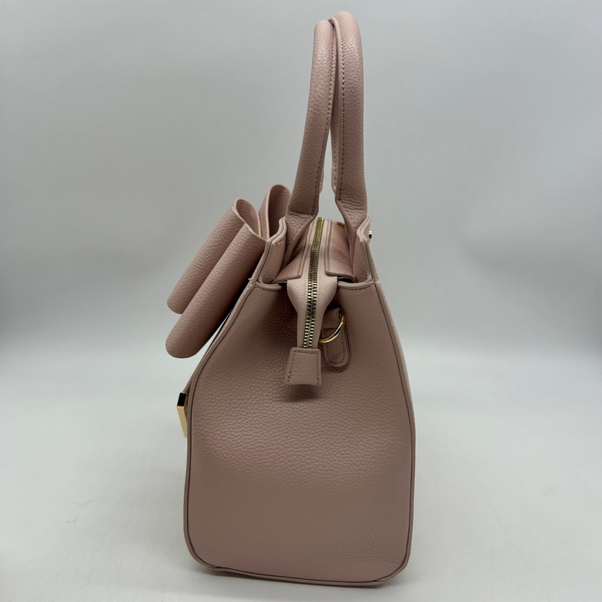 Grossi Pink Faux Leather Poppy Bowtie Top Handle Satchel Bag