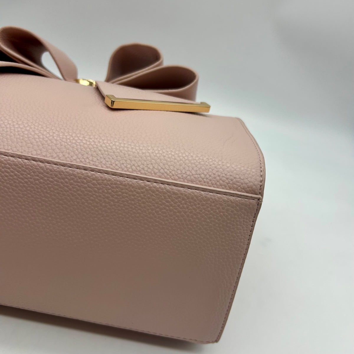 Grossi Pink Faux Leather Poppy Bowtie Top Handle Satchel Bag