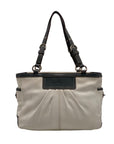 Coach White & Gray Leather East West Pleated Gallery Tote Bag F13759