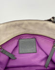 Coach White & Gray Leather East West Pleated Gallery Tote Bag F13759