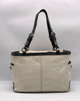 Coach White & Gray Leather East West Pleated Gallery Tote Bag F13759