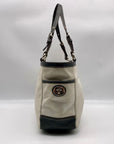 Coach White & Gray Leather East West Pleated Gallery Tote Bag F13759