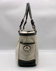 Coach White & Gray Leather East West Pleated Gallery Tote Bag F13759