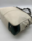 Coach White & Gray Leather East West Pleated Gallery Tote Bag F13759