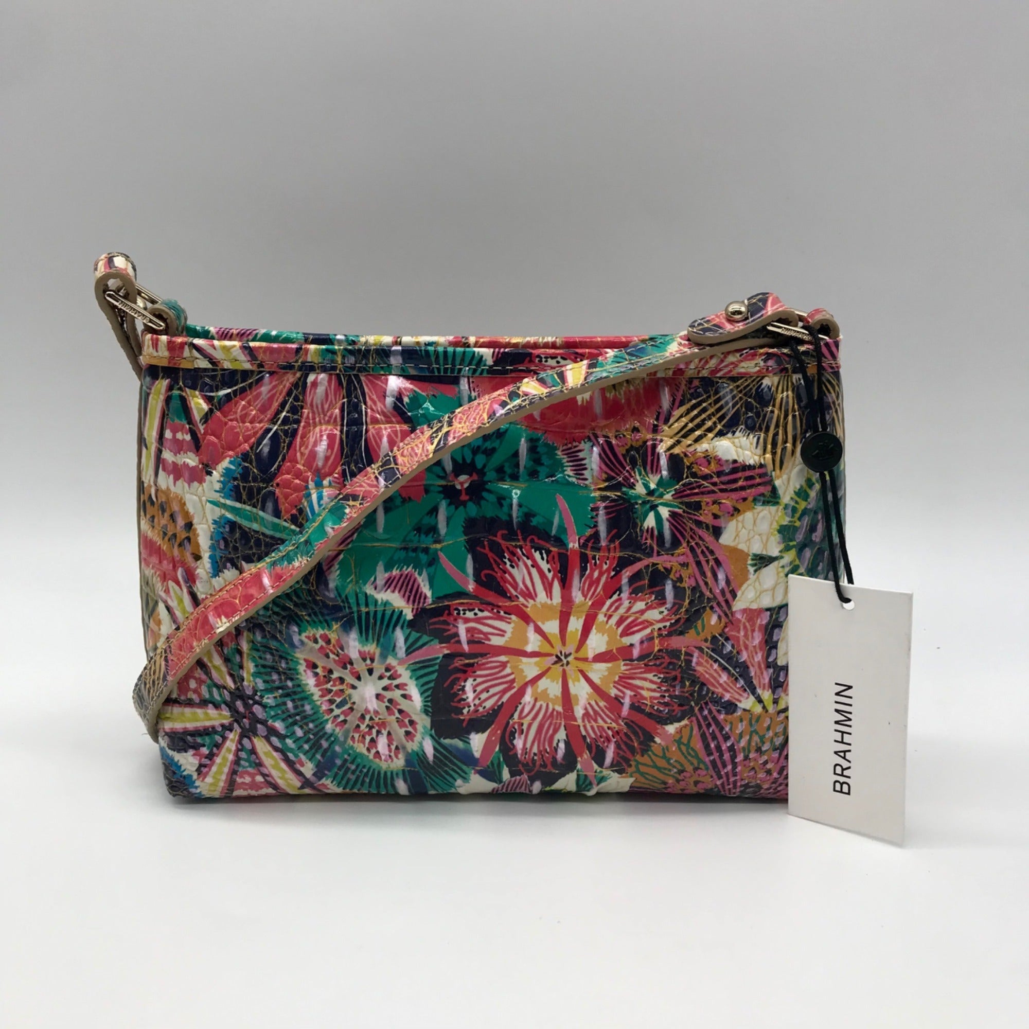 Brahmin Multicolor Croc Embossed Leather Lorelei Shoulder Bag