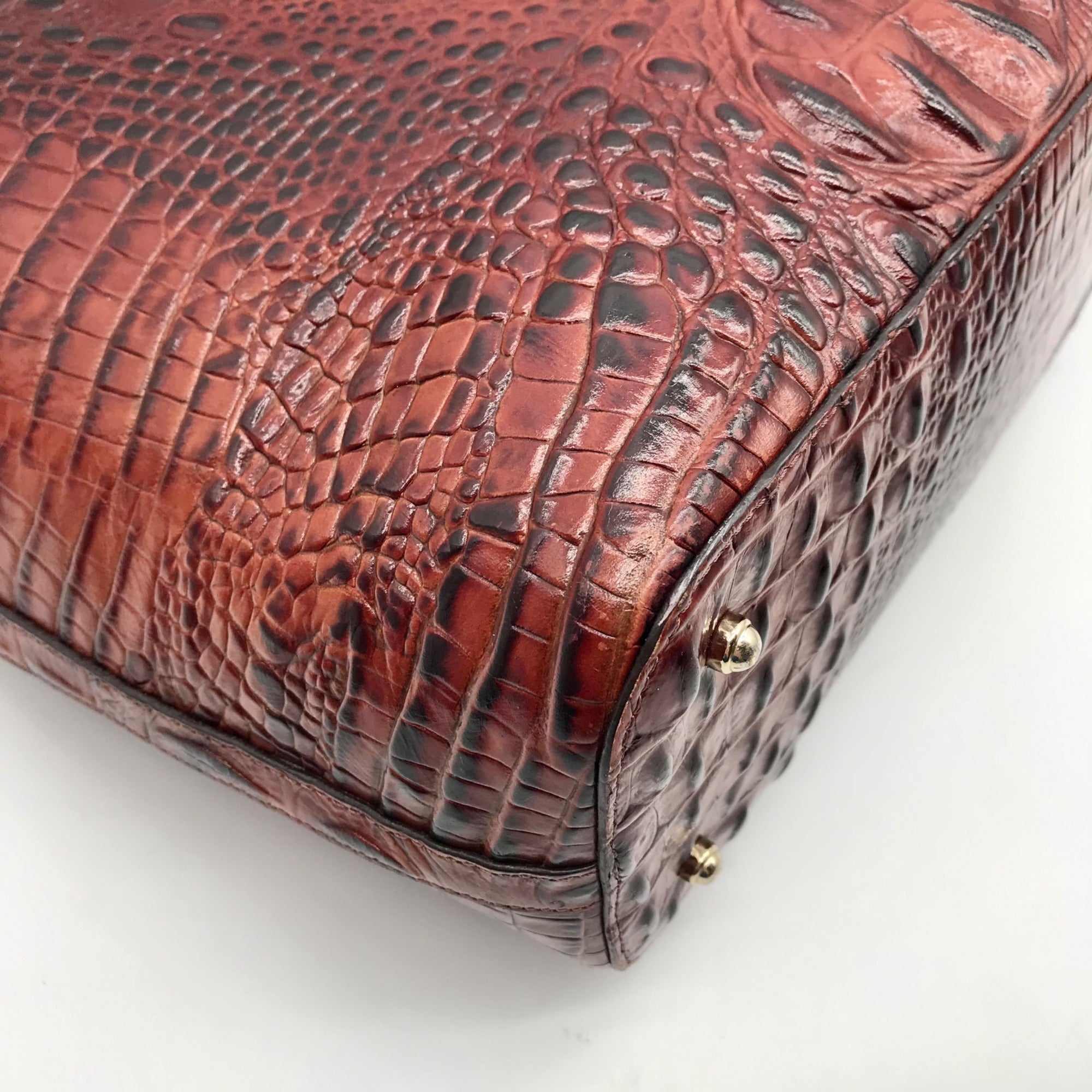 Brahmin Brown Melbourne Croc Embossed Leather Asher Tote Bag