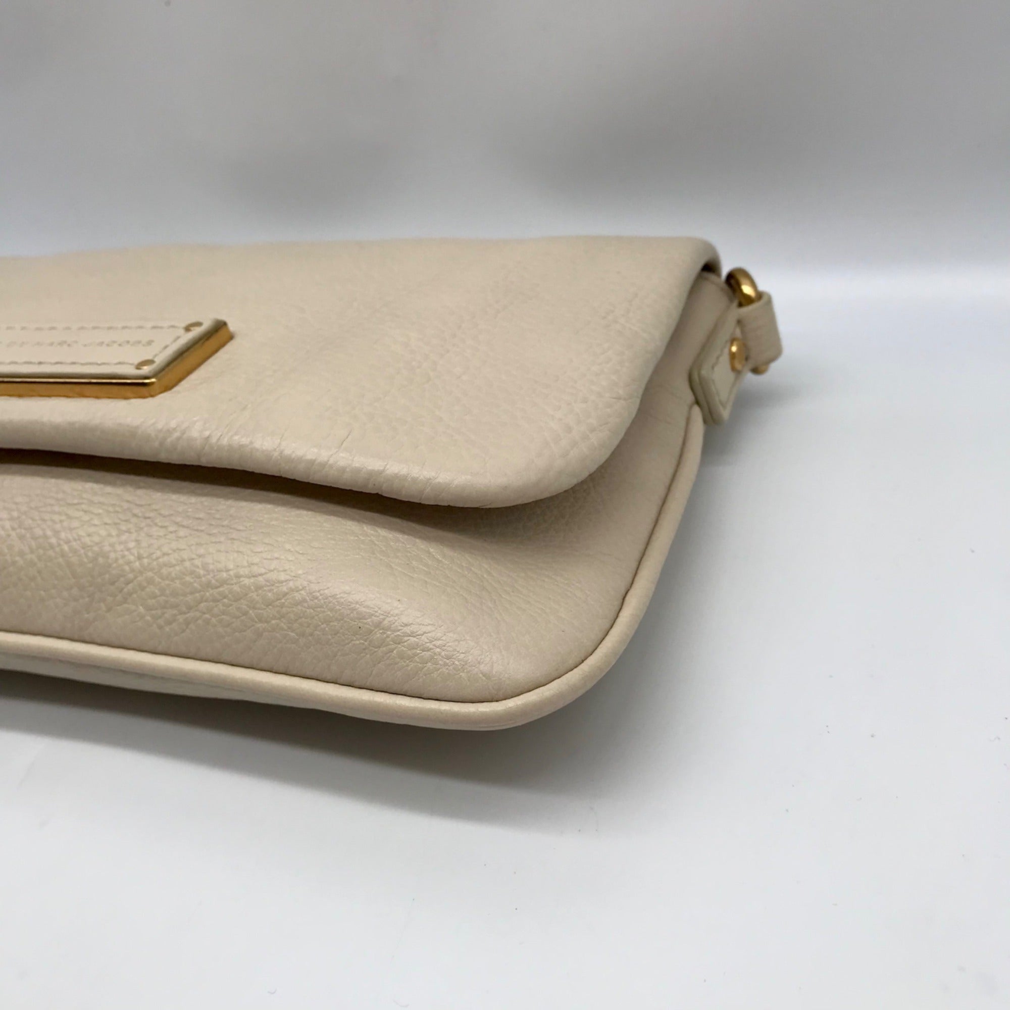 Marc Jacobs Cream Leather Flap Crossbody Bag
