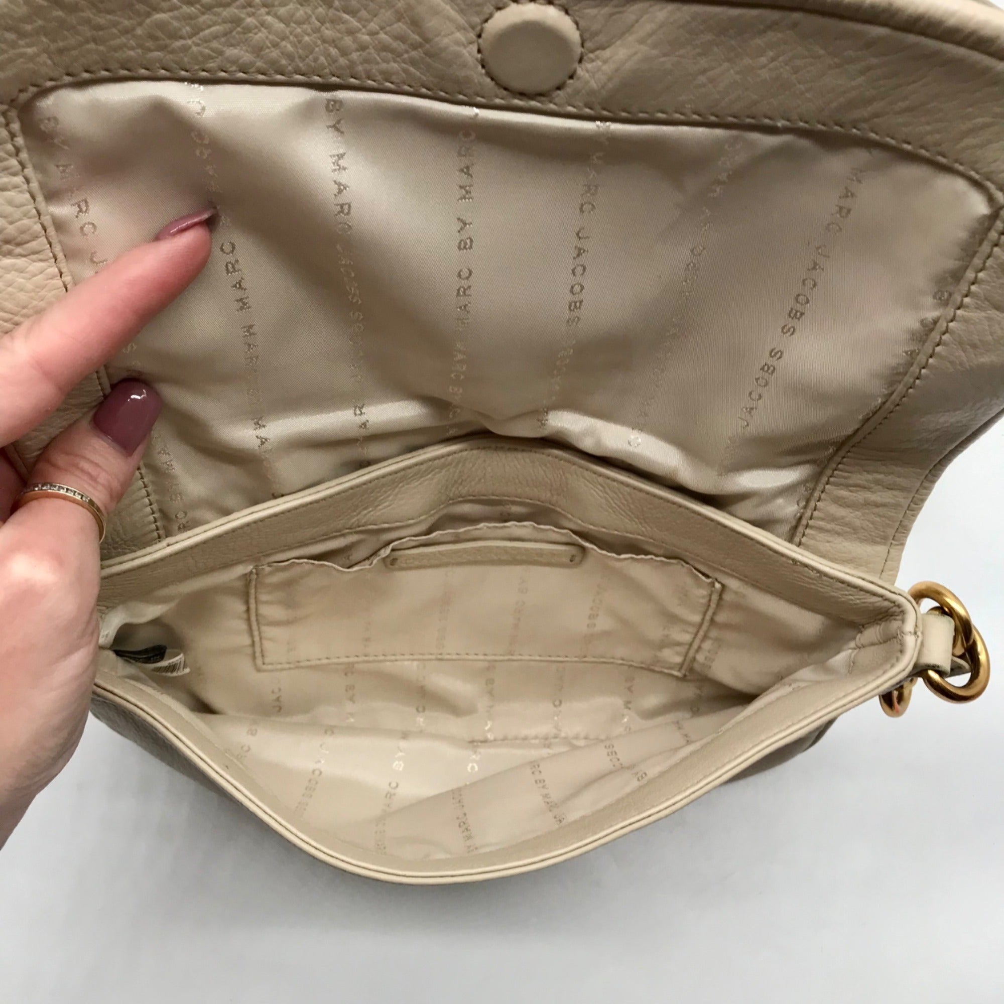 Marc Jacobs Cream Leather Flap Crossbody Bag