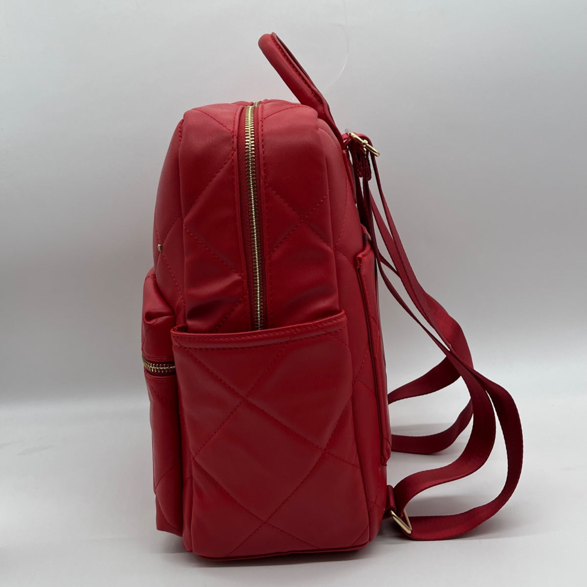 Badgley Mischka Red Quilted Leather Backpack