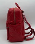 Badgley Mischka Red Quilted Leather Backpack