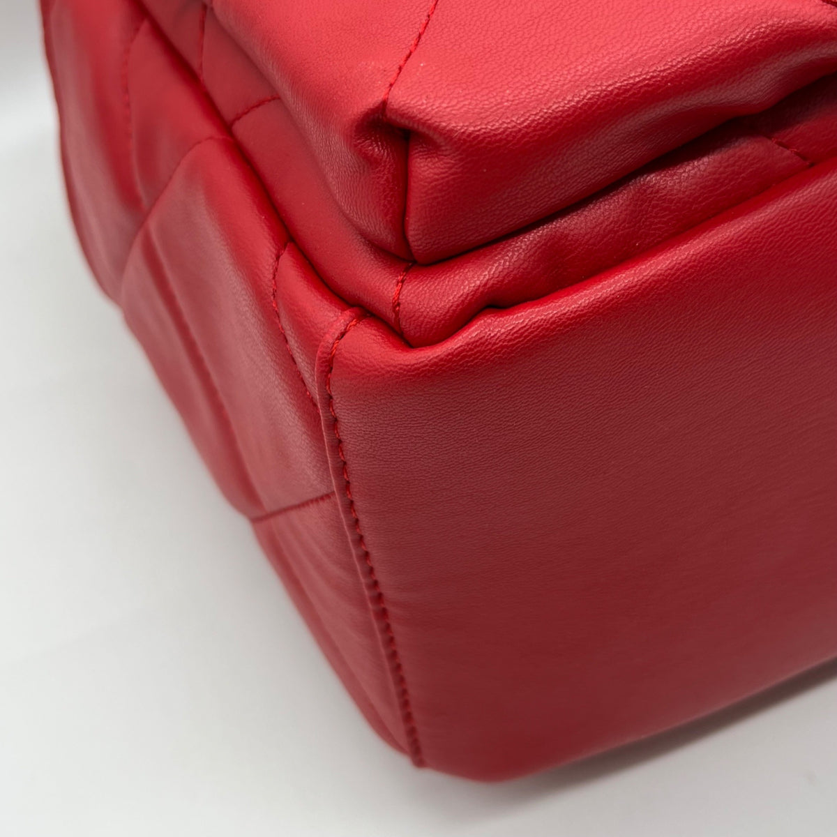 Badgley Mischka Red Quilted Leather Backpack