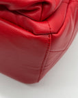 Badgley Mischka Red Quilted Leather Backpack