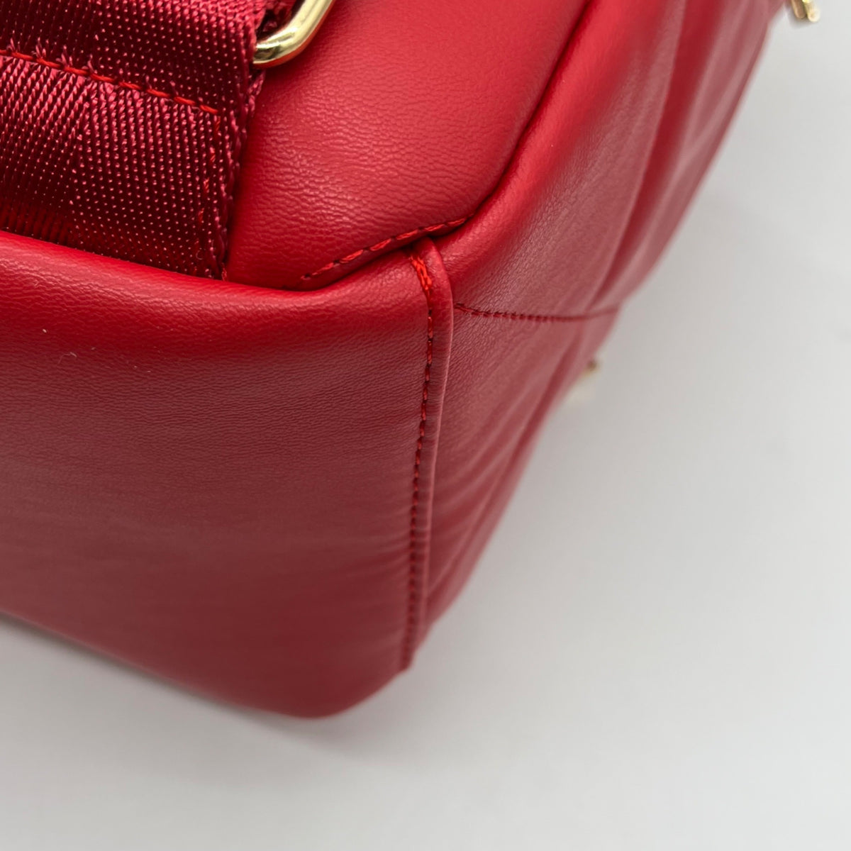 Badgley Mischka Red Quilted Leather Backpack
