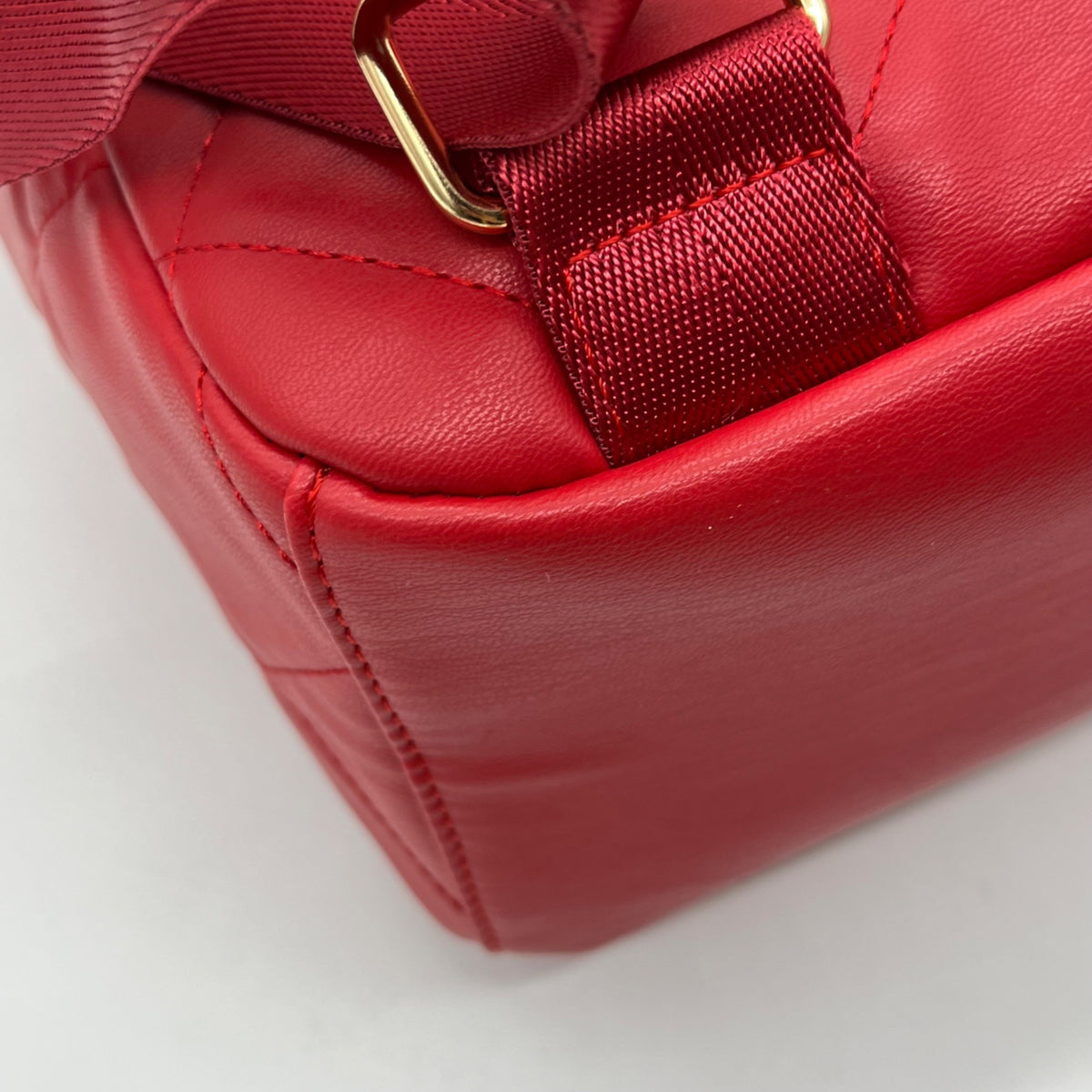 Badgley Mischka Red Quilted Leather Backpack