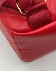 Badgley Mischka Red Quilted Leather Backpack
