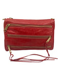 Rebecca Minkoff Red Pebbled leather Mini 5-Zip Crossbody Bag