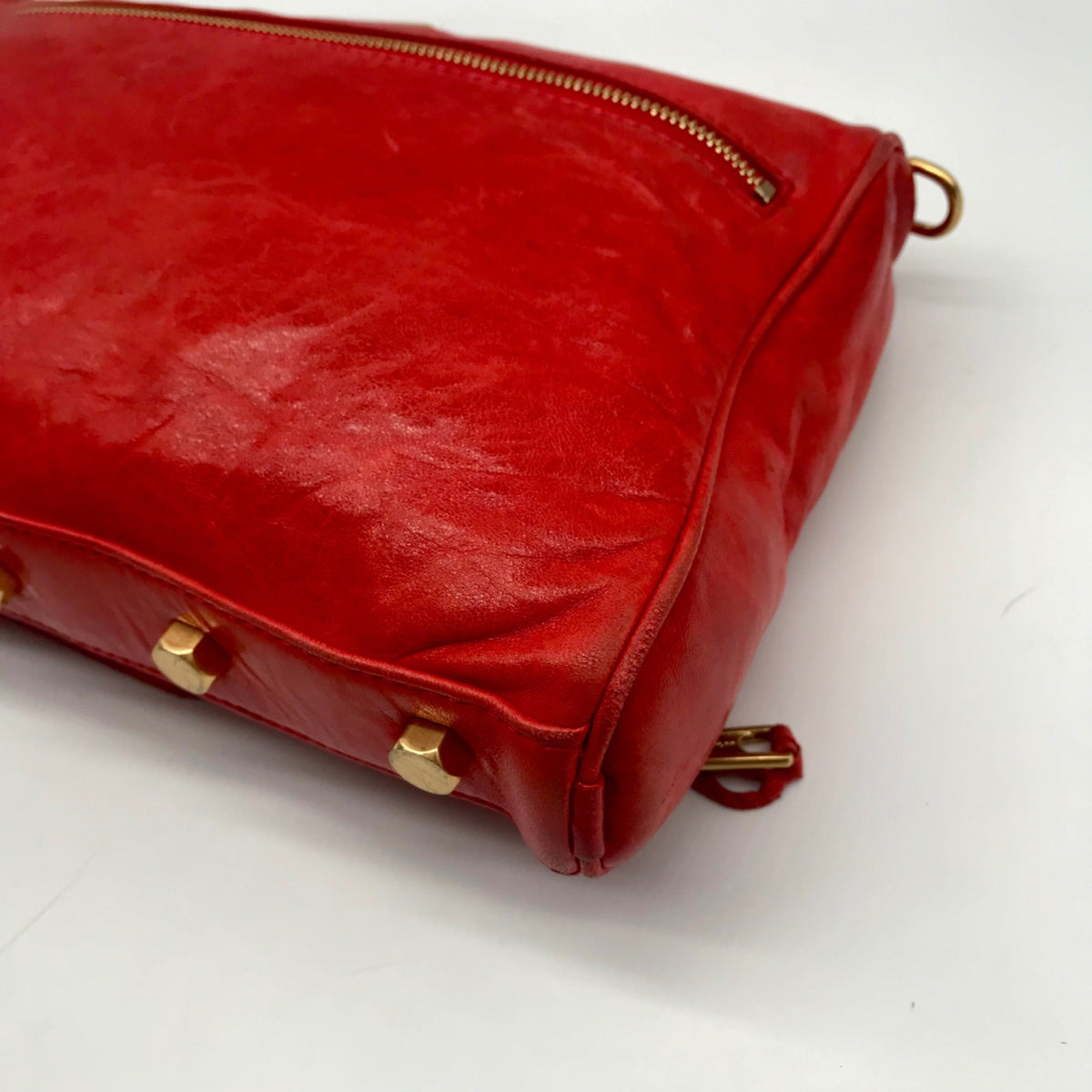 Rebecca Minkoff Red Pebbled leather Mini 5-Zip Crossbody Bag