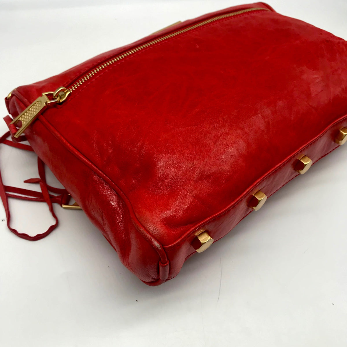 Rebecca Minkoff Red Pebbled leather Mini 5-Zip Crossbody Bag