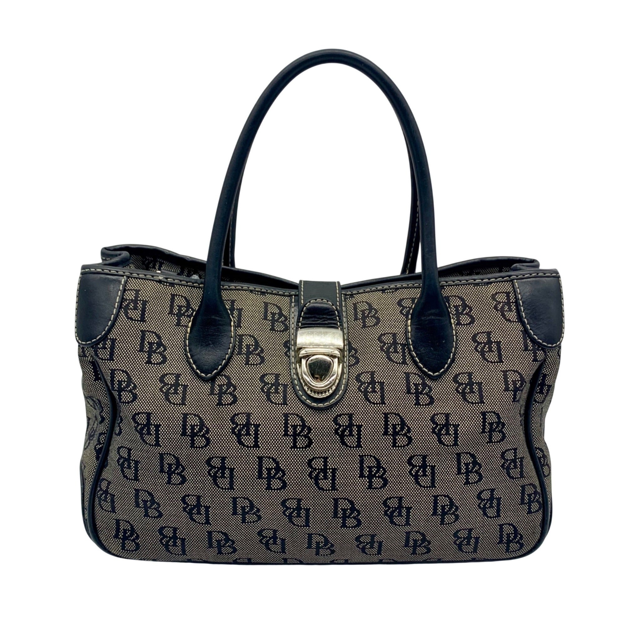 Dooney &amp; Bourke Black and Grey Signature Canvas Tote Bag