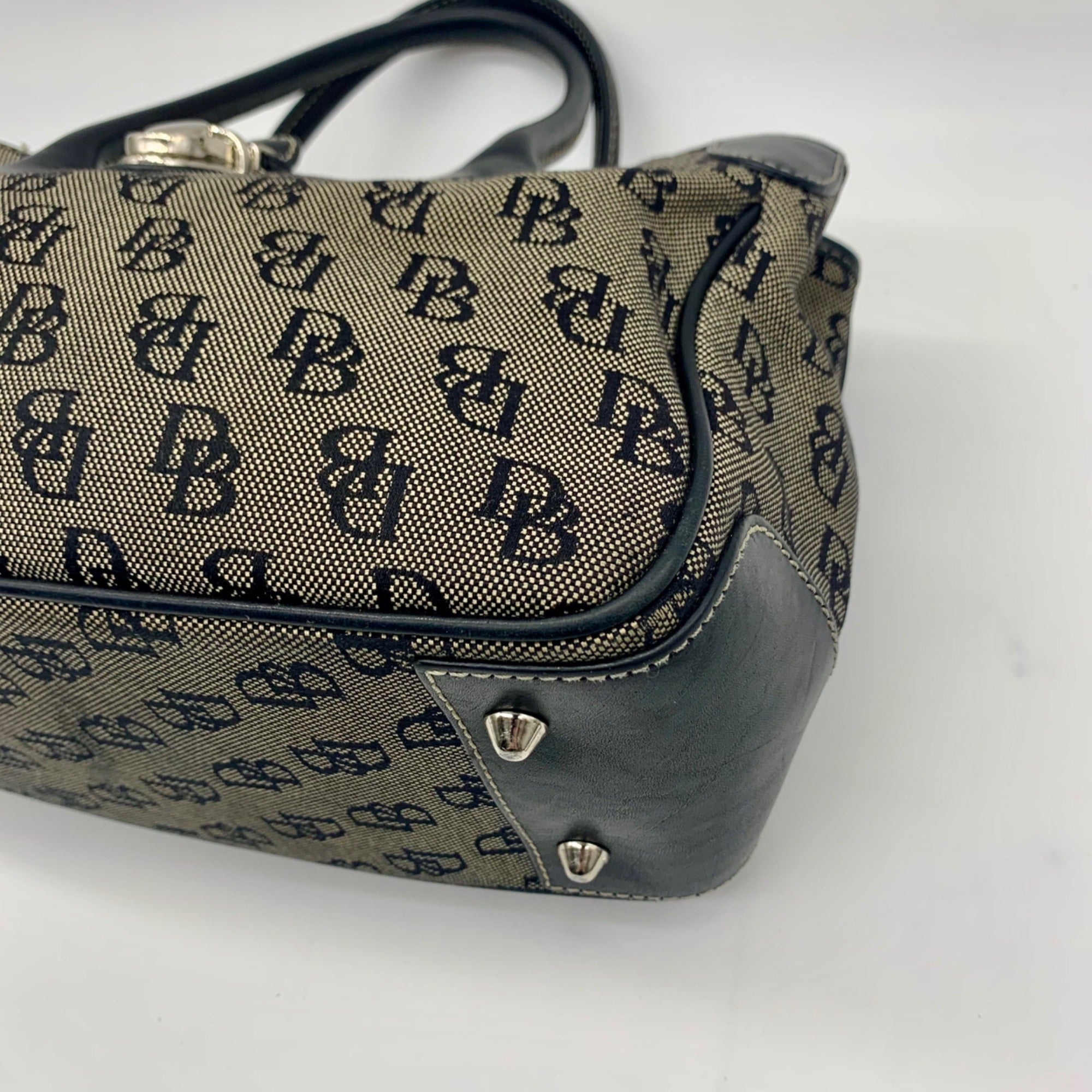 Dooney &amp; Bourke Black and Grey Signature Canvas Tote Bag