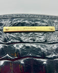 Brahmin Black Croc-Embossed Leather Mini Asher Shoulder Bag