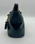 Brahmin Black Croc-Embossed Leather Mini Asher Shoulder Bag
