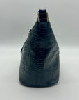 Brahmin Black Croc-Embossed Leather Mini Asher Shoulder Bag