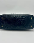 Brahmin Black Croc-Embossed Leather Mini Asher Shoulder Bag