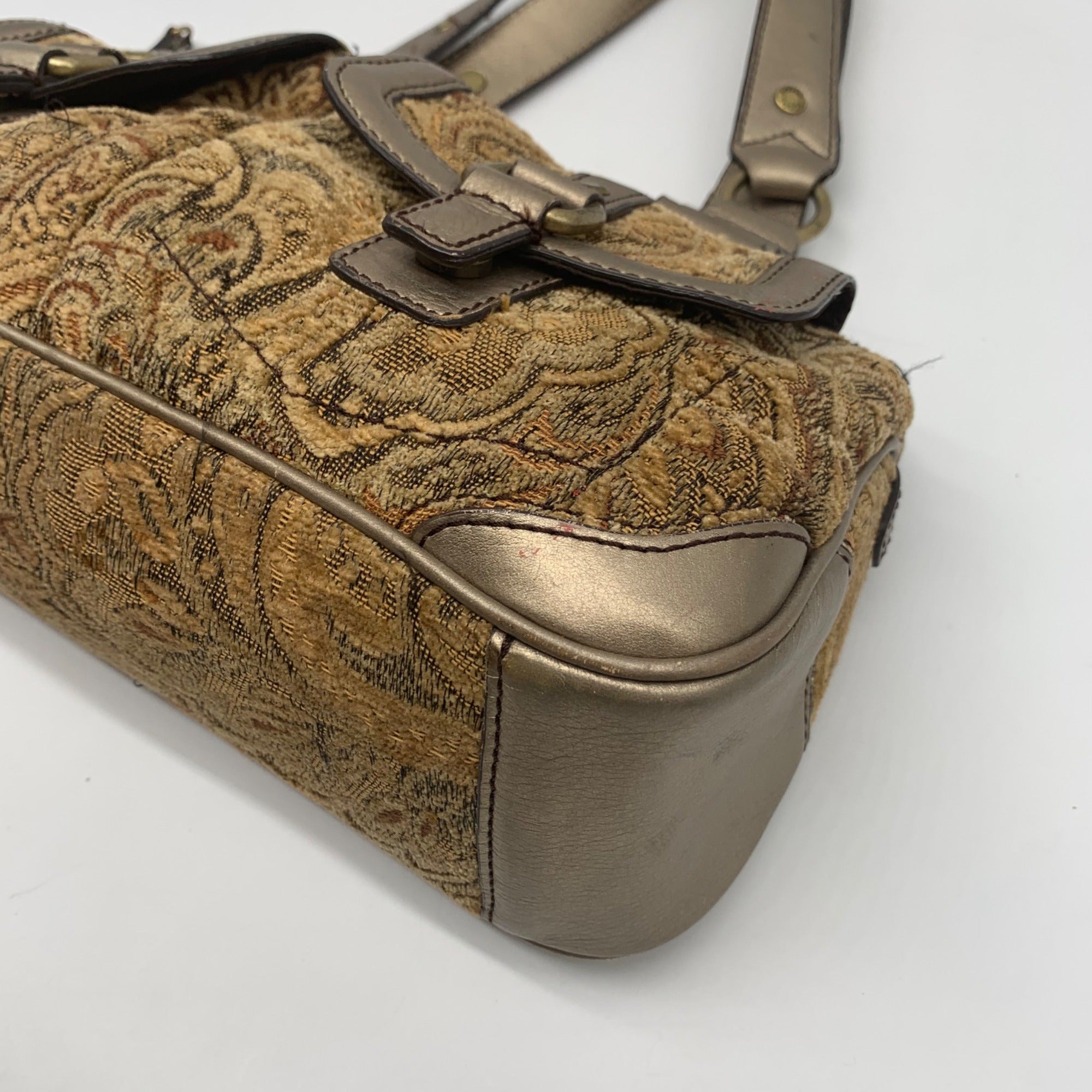 Fossil Gold Paisley Jacquard Tapestry Shoulder Bag