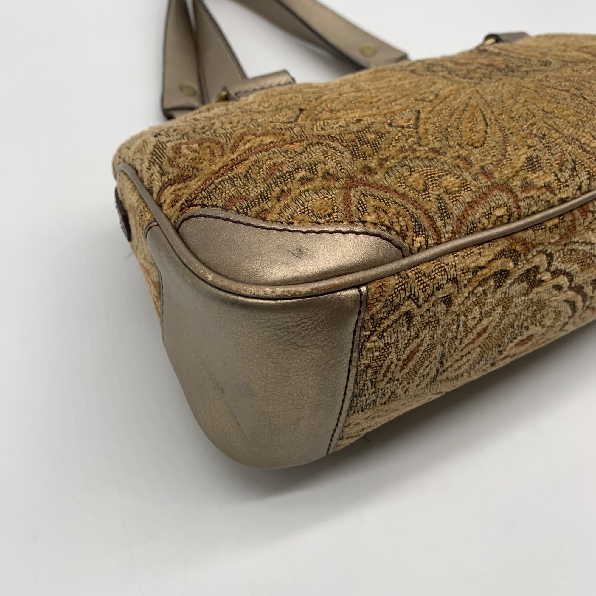 Fossil Gold Paisley Jacquard Tapestry Shoulder Bag