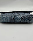 Michael Kors Blue Leather Fulton Denium Python Flap Shoulder Bag