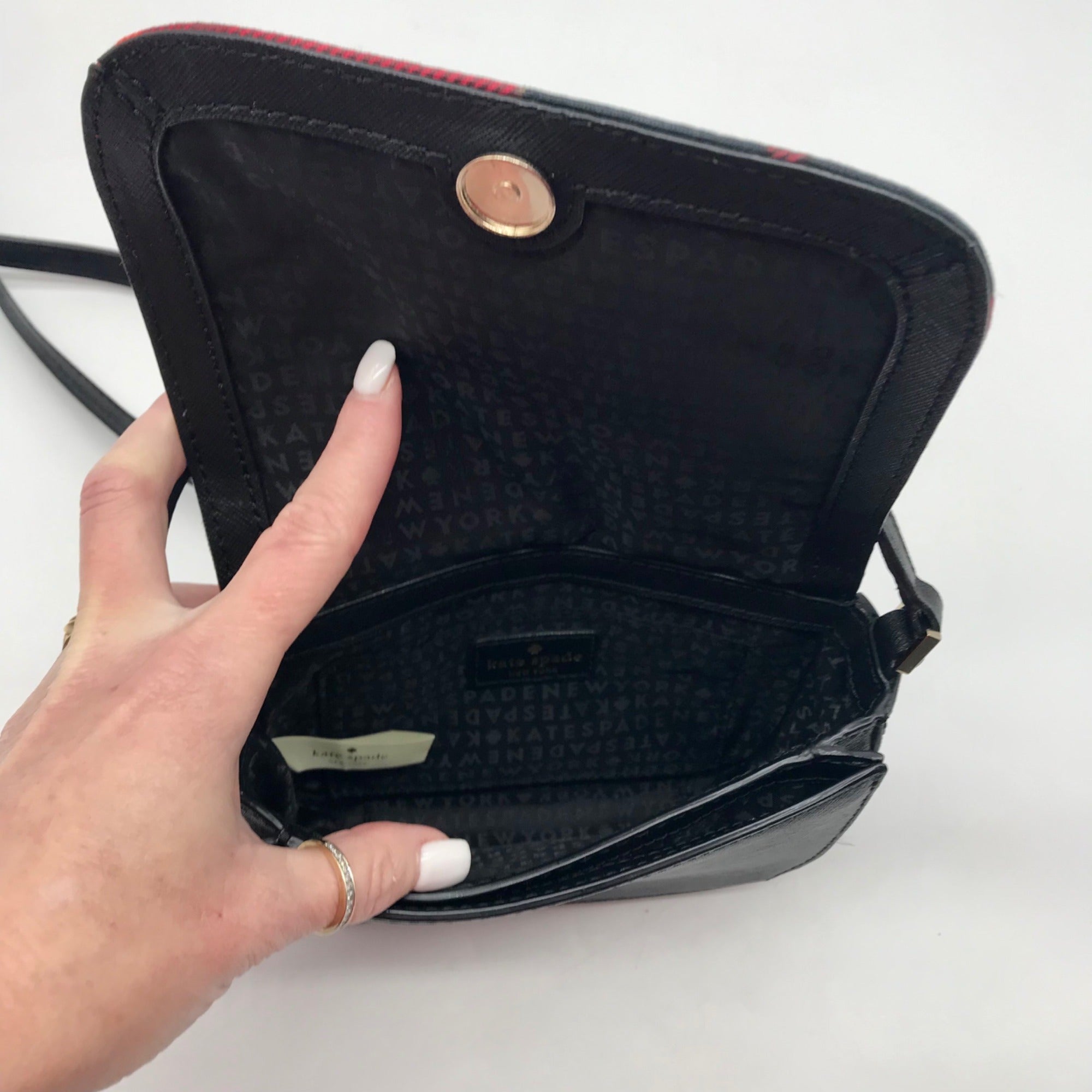Kate Spade Red Plaid Canvas Carsen Newbury Lane Crossbody Bag