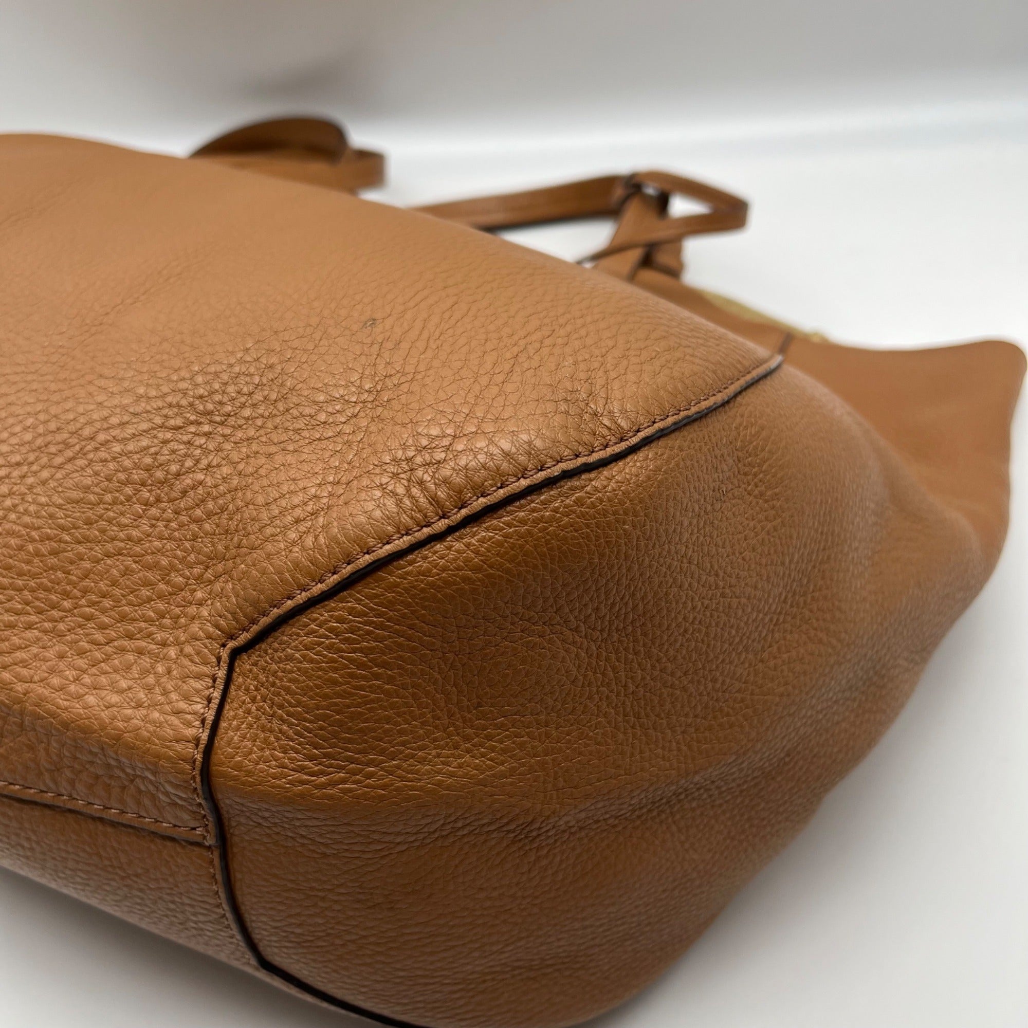 Michael Kors Camel Pebbled Leather Mae Reversible Tote Bag