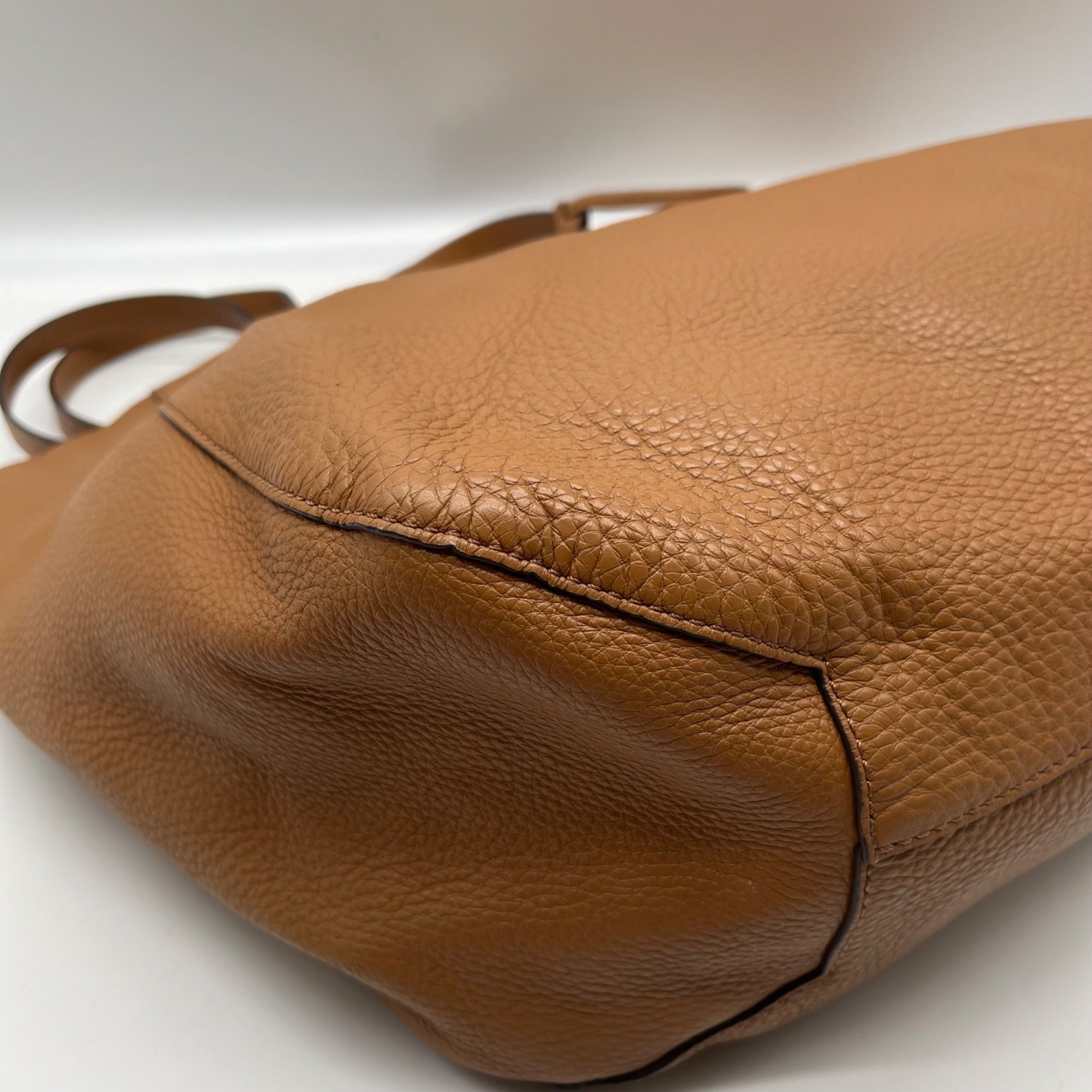 Michael Kors Camel Pebbled Leather Mae Reversible Tote Bag
