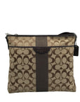 Coach Brown & Tan Jacquard Canvas Signature Stripe Crossbody Bag F28502