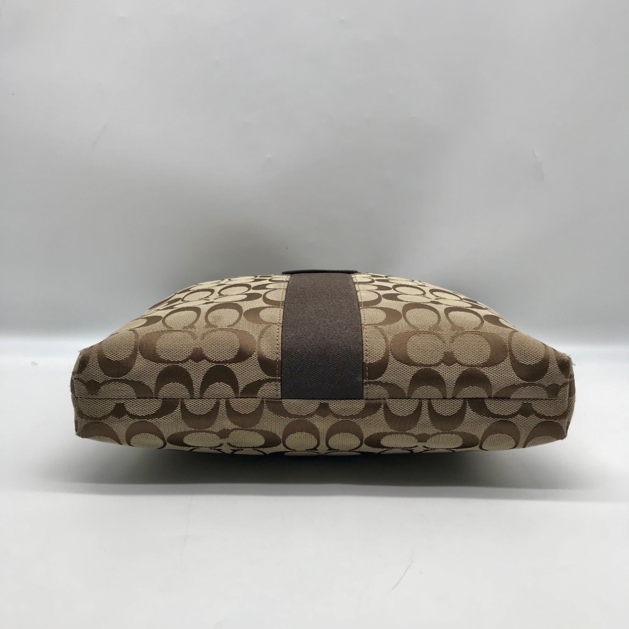 Coach Brown &amp; Tan Jacquard Canvas Signature Stripe Crossbody Bag F28502