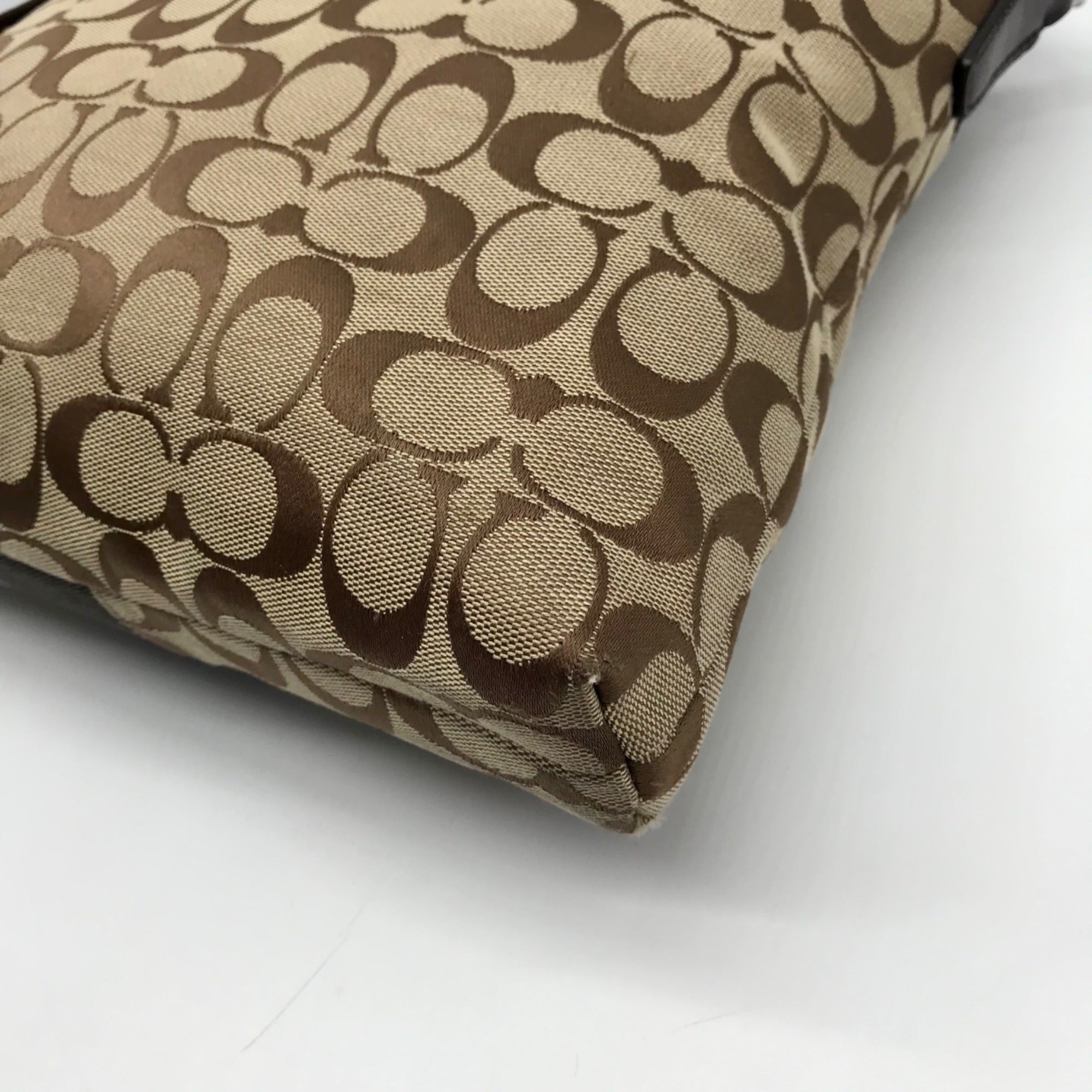 Coach Brown &amp; Tan Jacquard Canvas Signature Stripe Crossbody Bag F28502