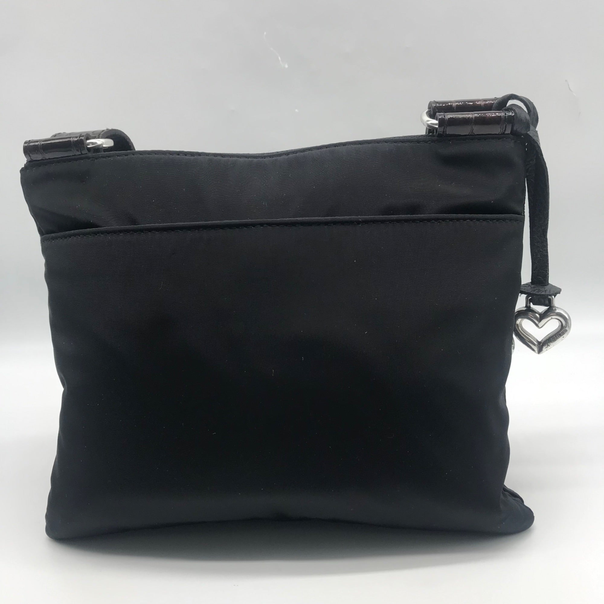 Brighton Black &amp; Brown Croc Embossed Patent Leather Go Go Crossbody Bag