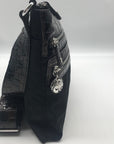 Brighton Black & Brown Croc Embossed Patent Leather Go Go Crossbody Bag