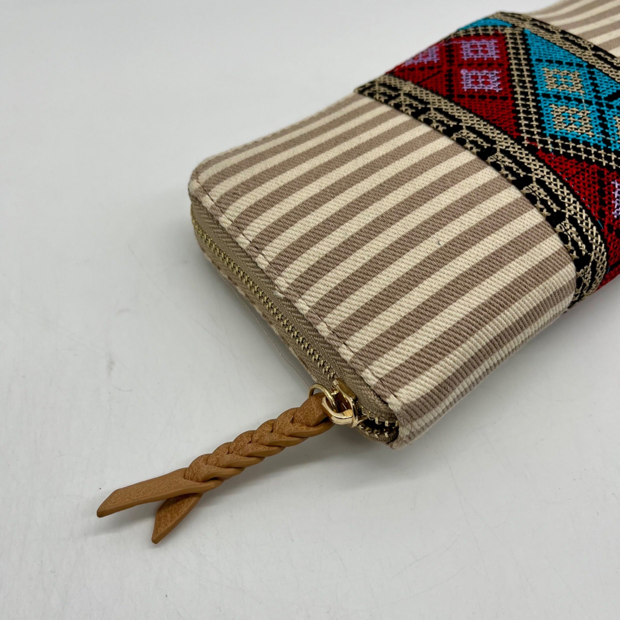 MMS Brands Tan and Cream Striped Wallet