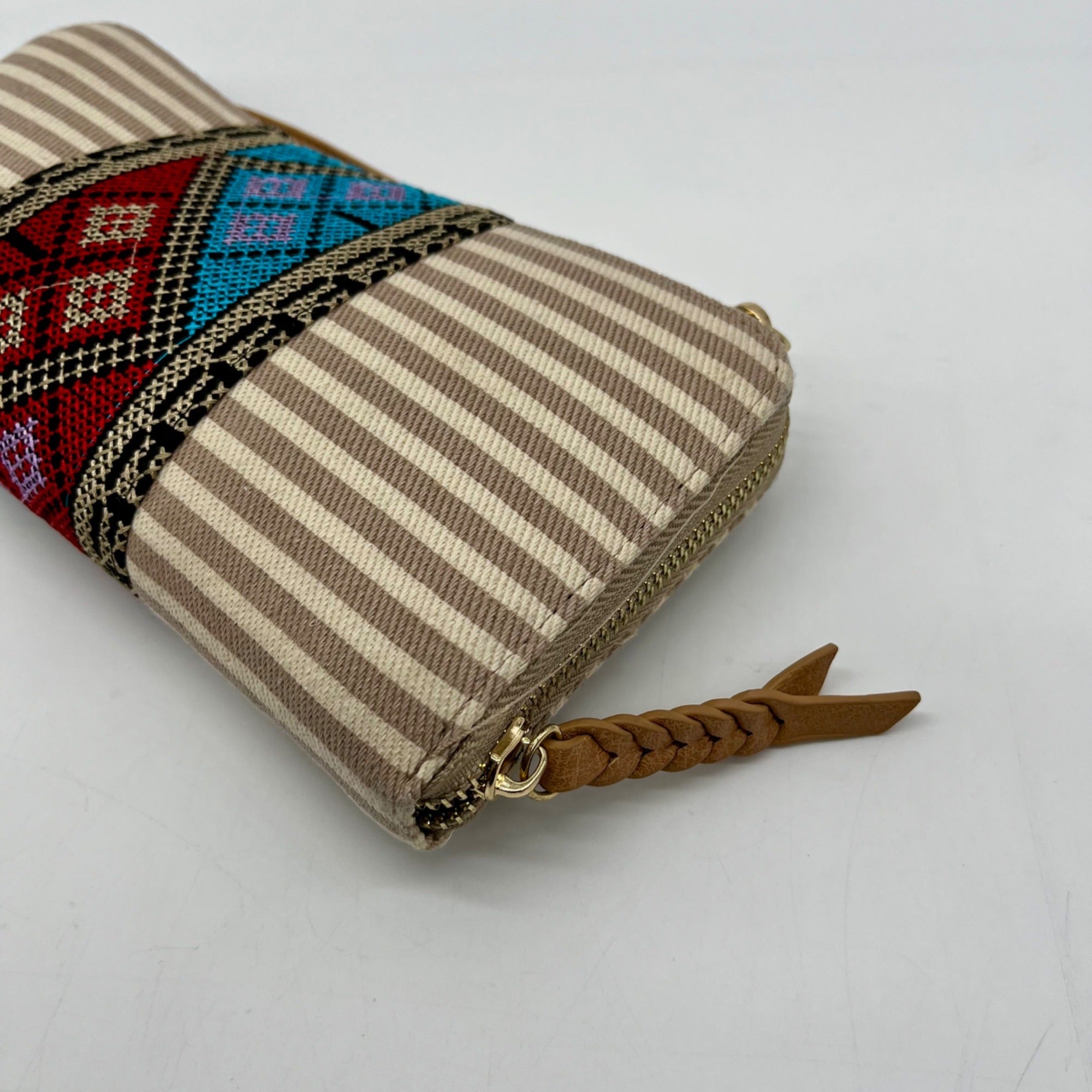 MMS Brands Tan and Cream Striped Wallet