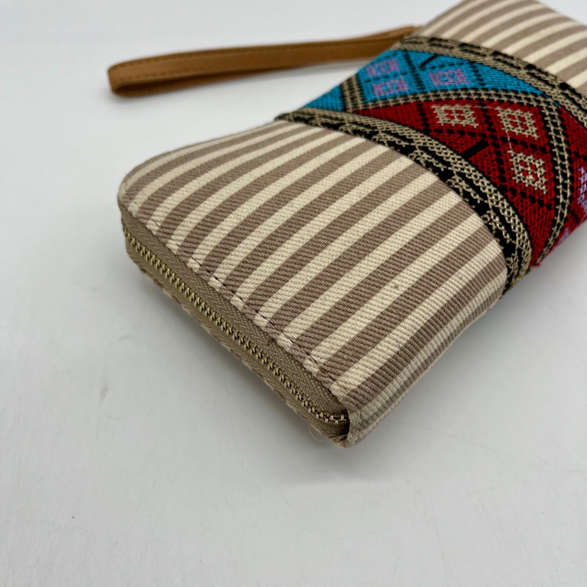 MMS Brands Tan and Cream Striped Wallet