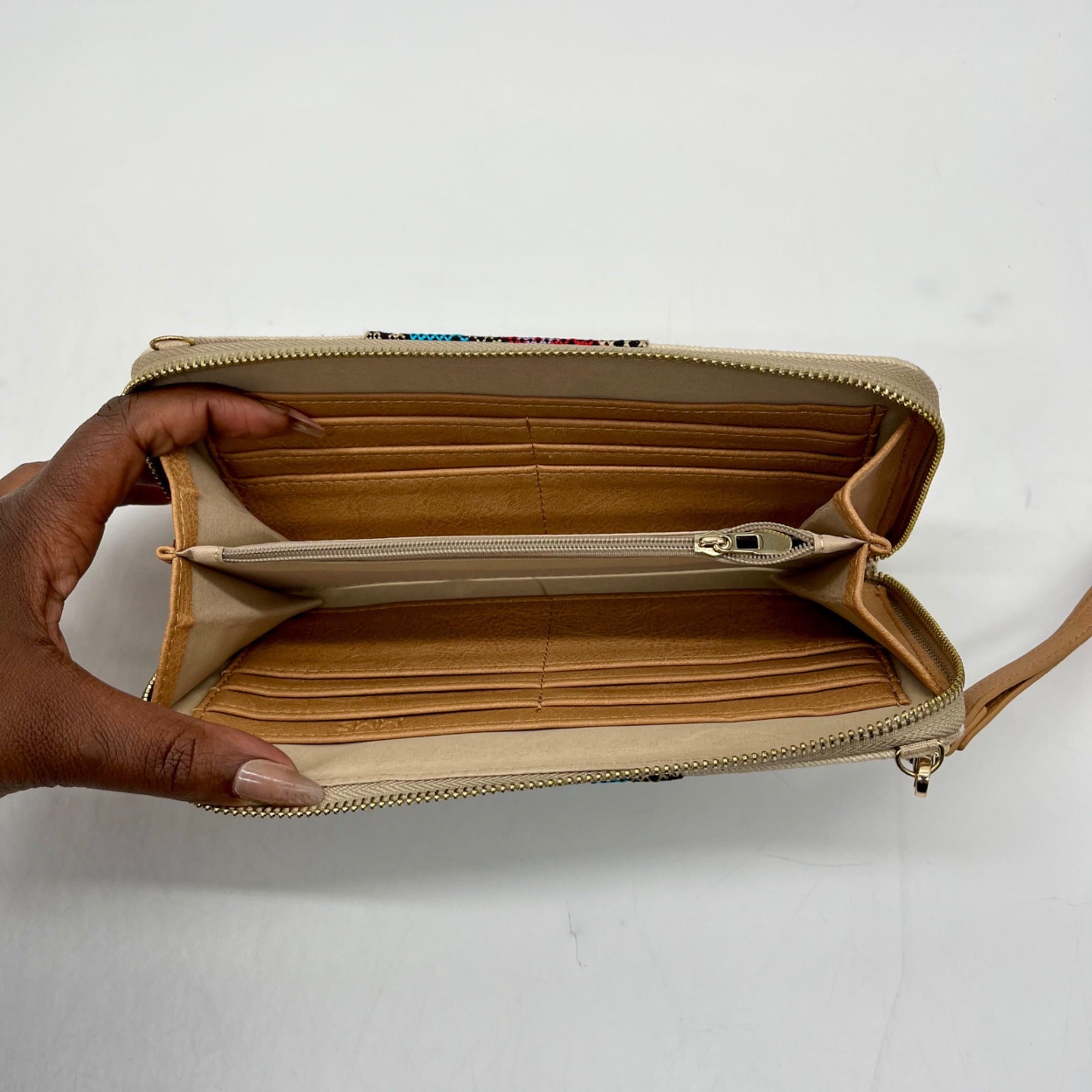 MMS Brands Tan and Cream Striped Wallet