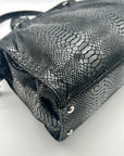 Michael Kors Black Leather Snake Embossed East West Hamilton Satchel Bag