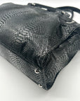 Michael Kors Black Leather Snake Embossed East West Hamilton Satchel Bag