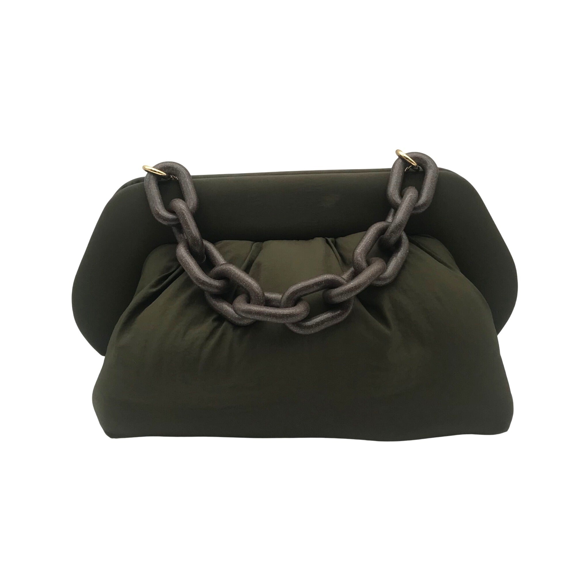 Themoiré Bios Chain Link Forest Green Re-Nylon Crossbody Clutch