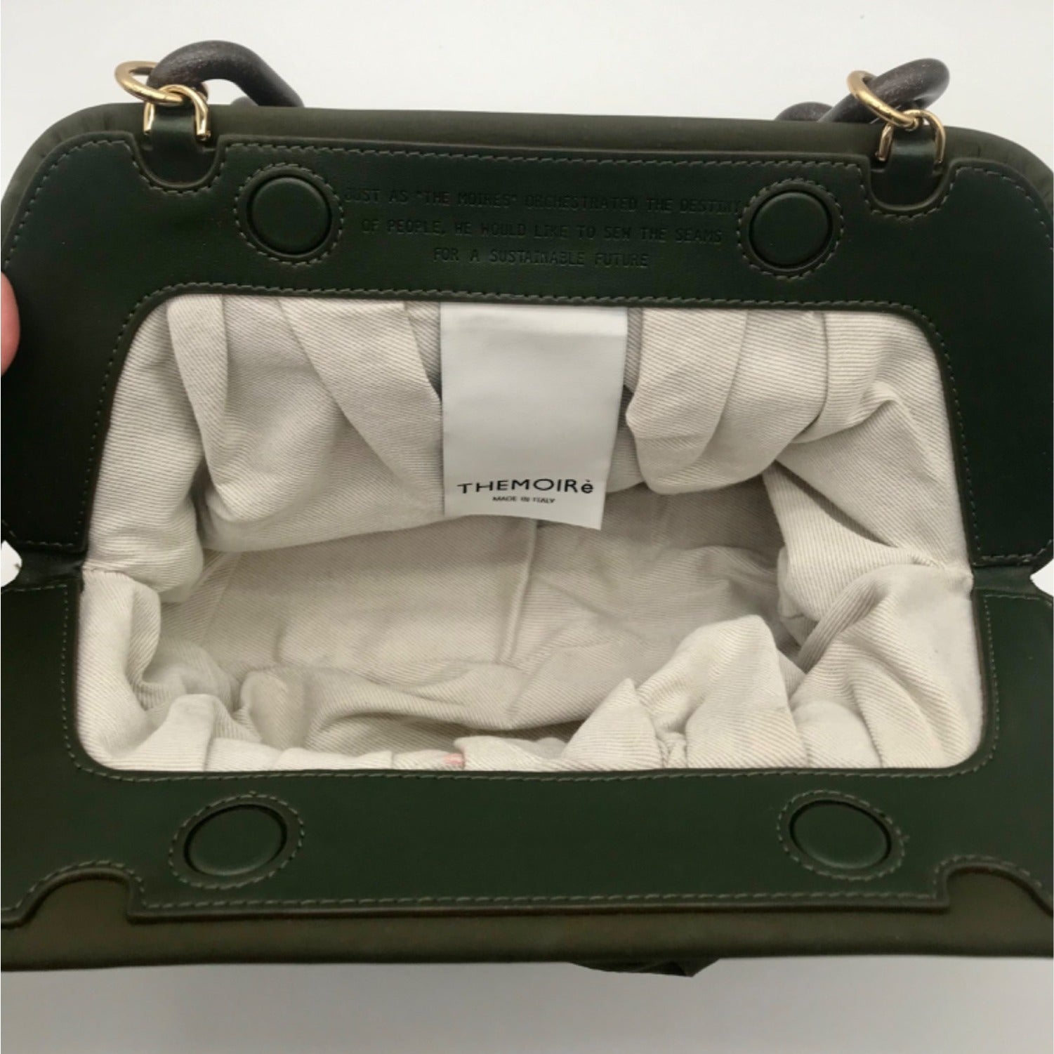 Themoiré Bios Chain Link Forest Green Re-Nylon Crossbody Clutch