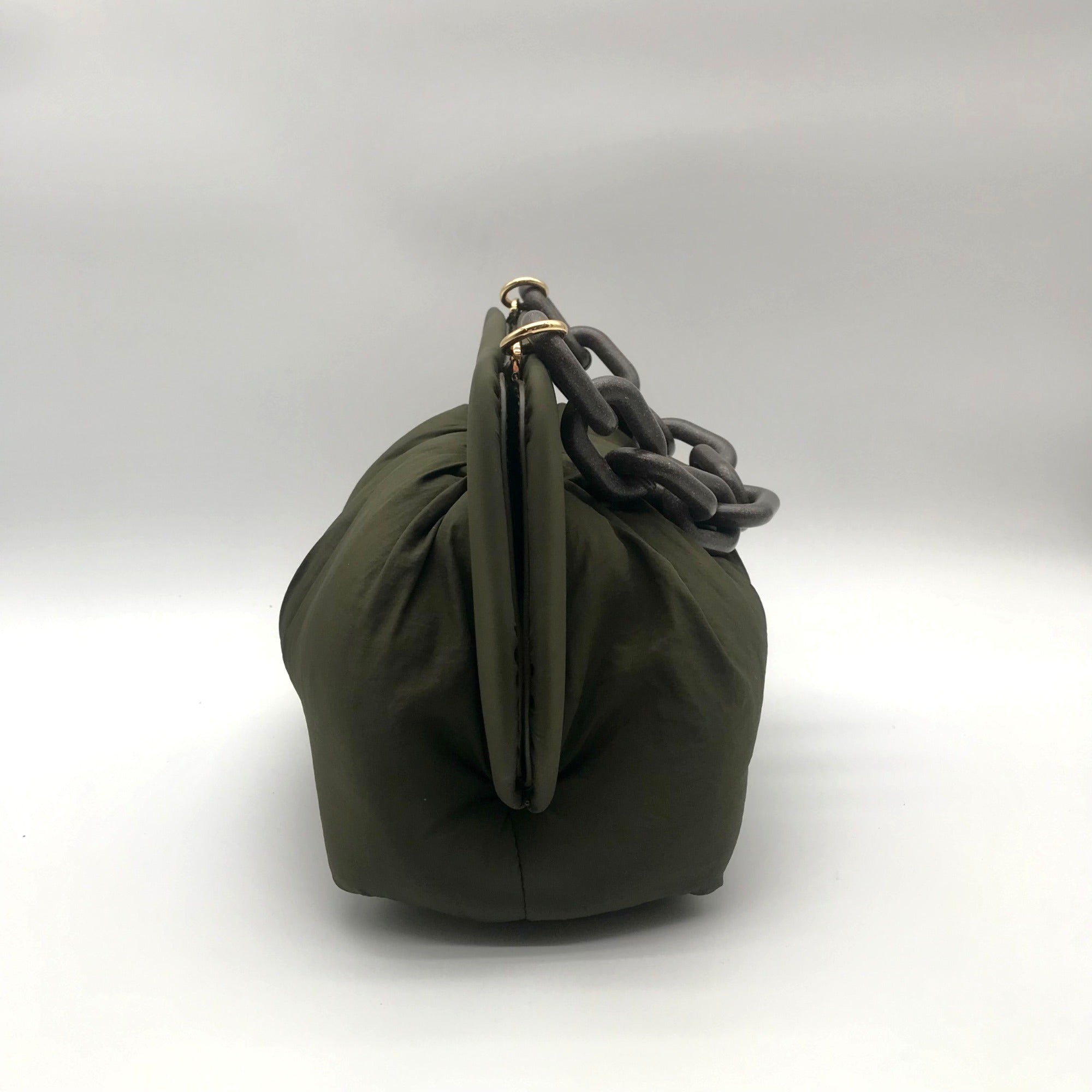 Themoiré Bios Chain Link Forest Green Re-Nylon Crossbody Clutch